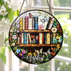Stained Glass Book Suncatcher Window Decor, Book Club Gift, Fantasy Book Lover Gift Glass Suncatcher, Book Reader Gift, Bookish Gift Art
