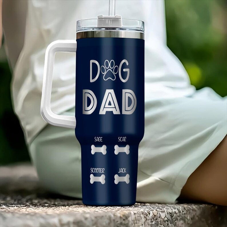 Personalized Dog Dad 40 Oz Tumbler - Dog Dad Bones, Gift For Father's Day, Funny Gift, Gift for Dad, Gift for Pet Owner, Dog Lover Tumbler