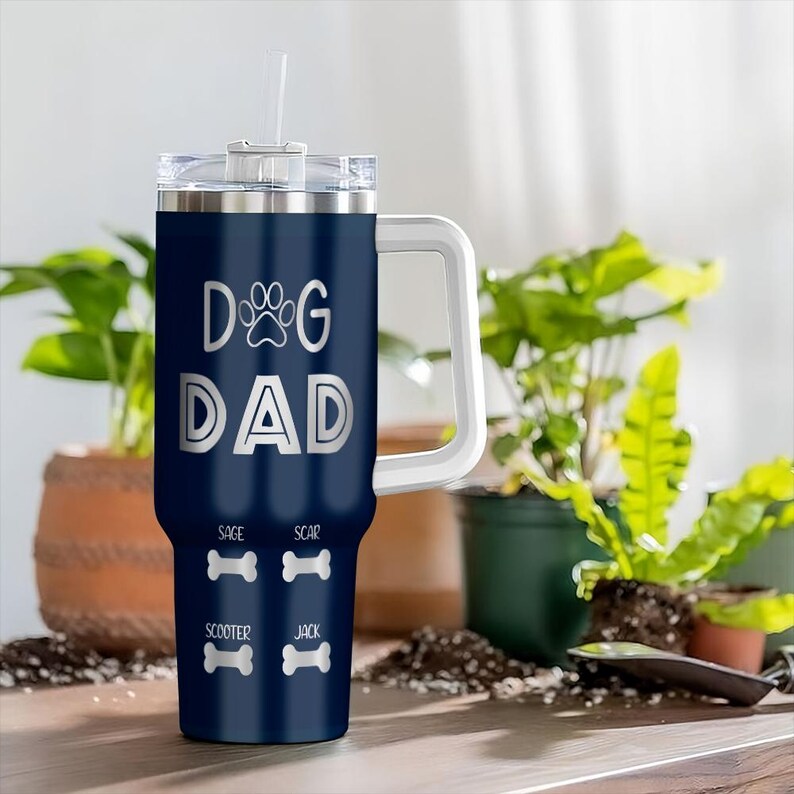 Personalized Dog Dad 40 Oz Tumbler - Dog Dad Bones, Gift For Father's Day, Funny Gift, Gift for Dad, Gift for Pet Owner, Dog Lover Tumbler