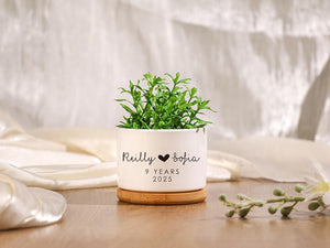 9th Anniversary Gift | Gift for Wife Live Plant Gift | Custom Succulent Planter Gift for Him | Personalized Anniversary Gift | Couple Pots