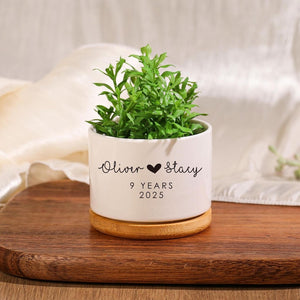 9th Anniversary Gift | Gift for Wife Live Plant Gift | Custom Succulent Planter Gift for Him | Personalized Anniversary Gift | Couple Pots