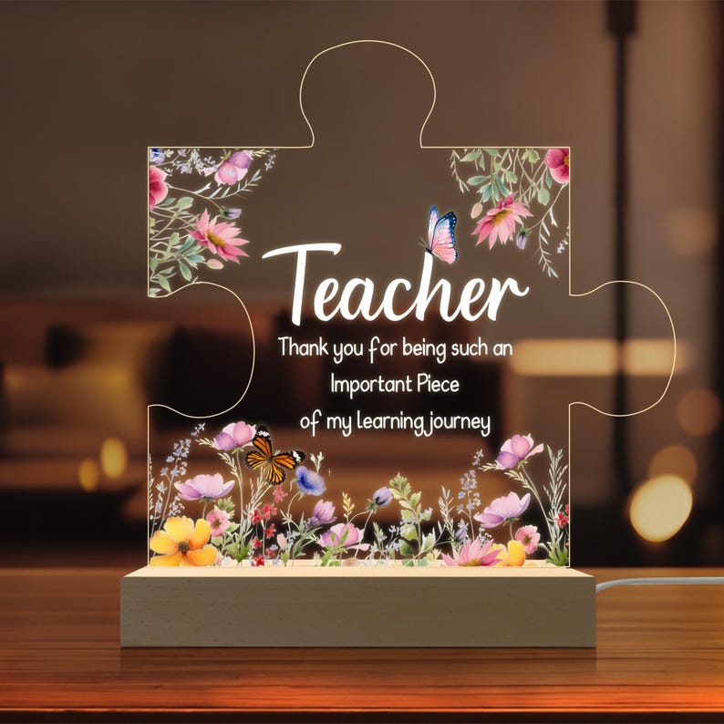 Teacher Night Light, Teacher Appreciation Gifts, Teacher Floral Light, LED Night Light, Gift for Teacher, Back To School Gifts
