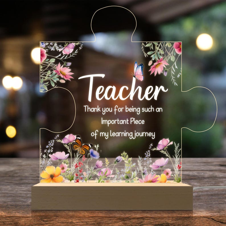 Teacher Night Light, Teacher Appreciation Gifts, Teacher Floral Light, LED Night Light, Gift for Teacher, Back To School Gifts
