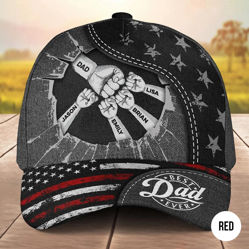 Personalized Daddy Classic Cap, Fist Bump Black Hat, Casual Wear, Gift for Dad
