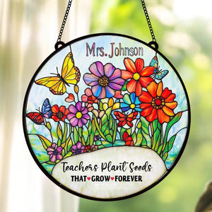 Custom Teacher Stained Glass Suncatcher, Teacher AppreciationGift From Student, Back To School Gift, Teacher Gift, Windown Hanging Classroom