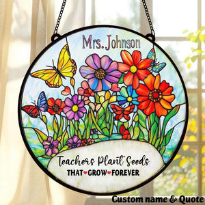 Custom Teacher Stained Glass Suncatcher, Teacher AppreciationGift From Student, Back To School Gift, Teacher Gift, Windown Hanging Classroom