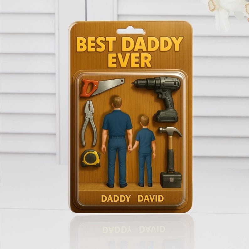 Personalized Father's Day Gift For Dad, Custom Figure Acrylic Block, Best Dad Ever, Gift For Husband, Grandpa, Gifts For Him, Gift From Kids