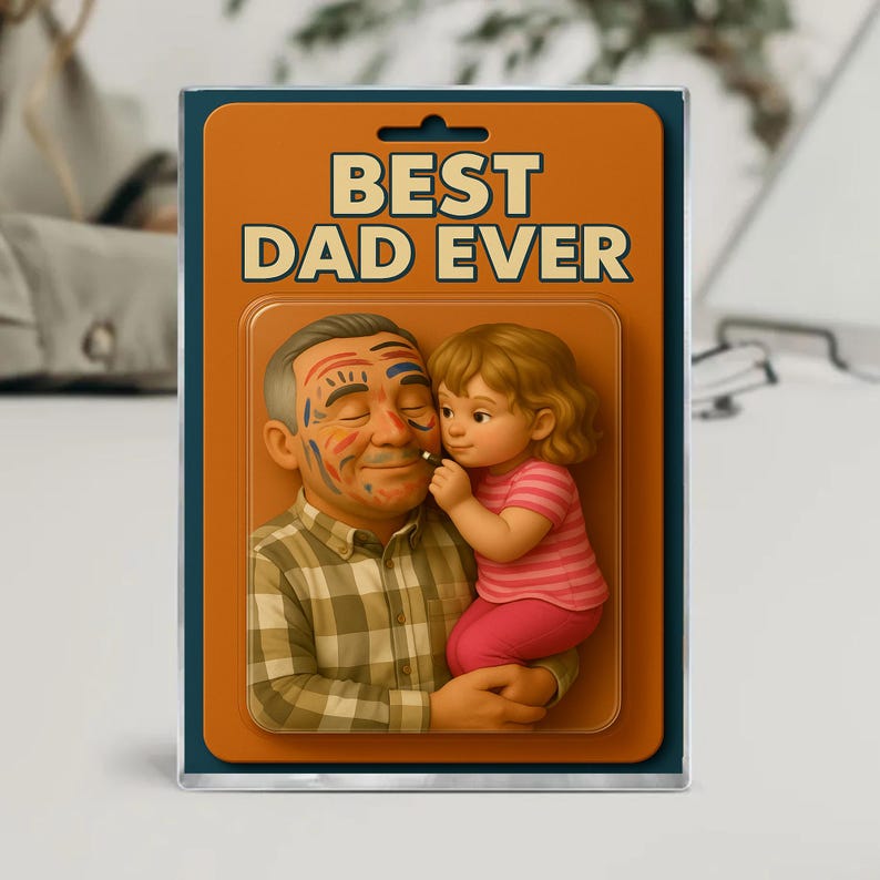 Custom Photo Dad And Kids Action Figure Acrylic Block, Personalized Father's Day Gift For Dad, Best Dad Ever Block Plaque, Gift For Husband
