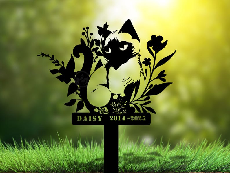 Custom Cat Memorial Stake, Cat Grave Marker, Cat Breed Metal Sign, Pet Memorial Gift, Cat Memorial Plaque, Pet Loss Gift, Remembrance Stake