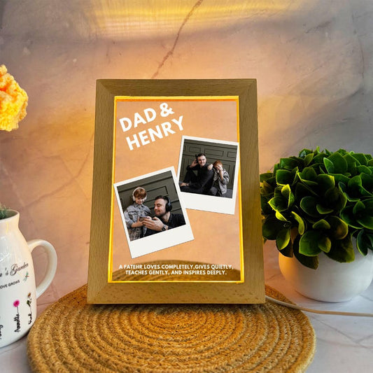 Custom Dad Photos Light Frame, Personalized Acrylic Lamp with Name, Father s Day Gifts from Kids, Birthday Gifts for Him, Best Dad Gifts