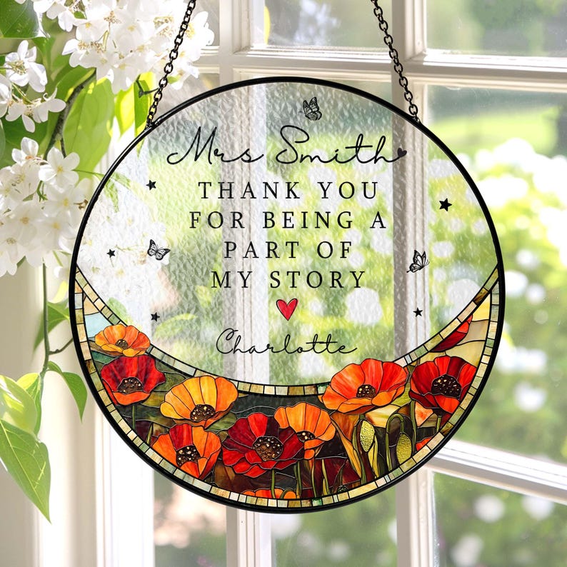 Thank You Gift For Teacher Stained Glass Suncatcher End of Year Gift Back To School Teacher Appreciation Gift Teacher Classroom Window Decor