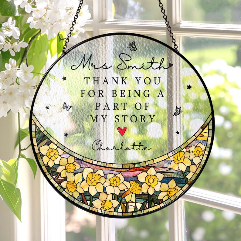 Thank You Gift For Teacher Stained Glass Suncatcher End of Year Gift Back To School Teacher Appreciation Gift Teacher Classroom Window Decor