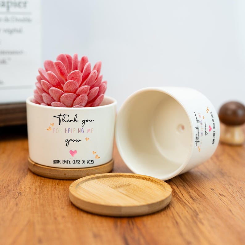 Custom Planter Teacher Gift,Personalized Planter,Teacher Flower Pot,Gift for Teacher,Gift for Caregiver,Mini Succulent,Back to School Gift