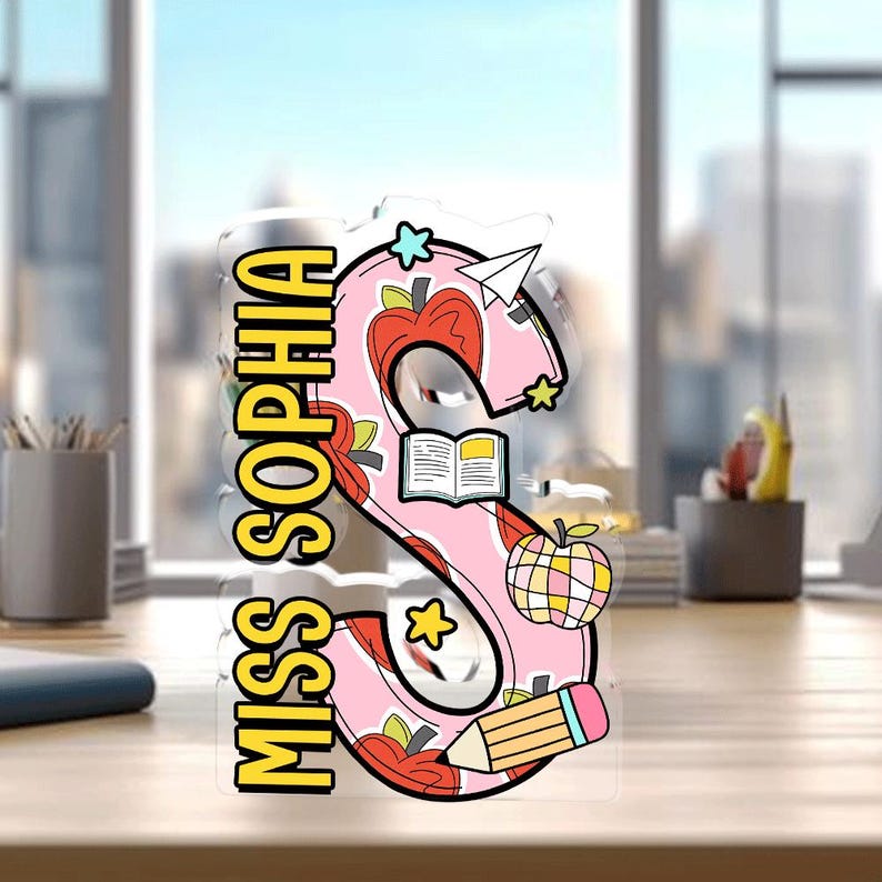 Custom Teacher Desk Plaque, Teacher Acrylic Block, Personalized Name Sign Acrylic Plaque, Teacher Appreciation Gift, Back To School Gift