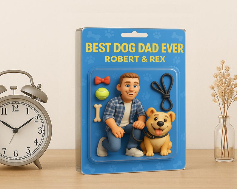 Personalized Dog Dad Acrylic Plaque, Dog Dad Gifts, Cat Dad Acrylic Block, Custom Figure From Photo,Pet Dad Gift, Dog Dad Father's Day Gift
