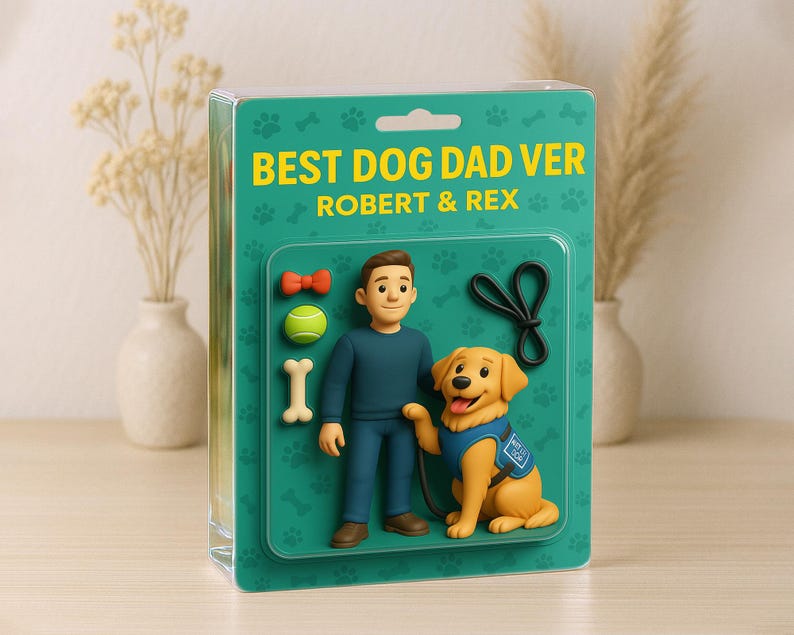 Personalized Dog Dad Acrylic Plaque, Dog Dad Gifts, Cat Dad Acrylic Block, Custom Figure From Photo,Pet Dad Gift, Dog Dad Father's Day Gift