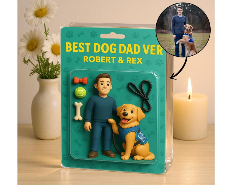 Personalized Dog Dad Acrylic Plaque, Dog Dad Gifts, Cat Dad Acrylic Block, Custom Figure From Photo,Pet Dad Gift, Dog Dad Father's Day Gift
