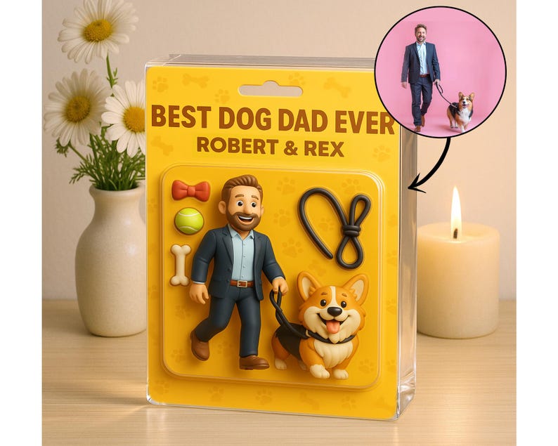 Personalized Dog Dad Acrylic Plaque, Dog Dad Gifts, Cat Dad Acrylic Block, Custom Figure From Photo,Pet Dad Gift, Dog Dad Father's Day Gift
