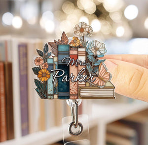 Custom Books Badge Reel, Teacher Name Badge Reel, Book Lover Gift, Teacher Appreciation, Gift for Teacher, Nurse Badge Reel, Bookish Gift