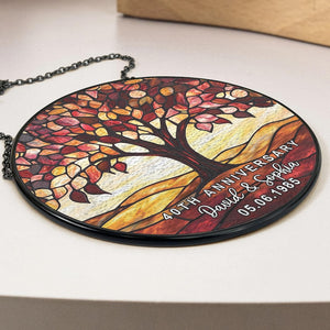 Personalized 40th Wedding Anniversary Stained Glass Suncatcher, Ruby 40th Wedding Anniversary Gift, 40th Wedding Anniversary Keepsake