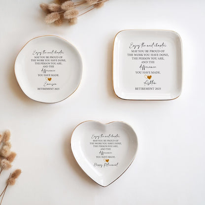 Custom Happy Retirement Ring Dish, Personalized Retirement Trinket, Happy Retirement Gift, Custom Coworker Ring Dish, Gift for Coworker