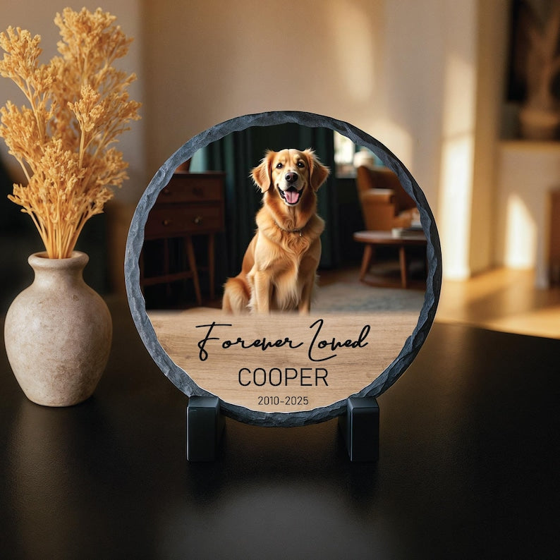 Personalized Pet Memorial Photo Slate Stone: Dog Loss Gift