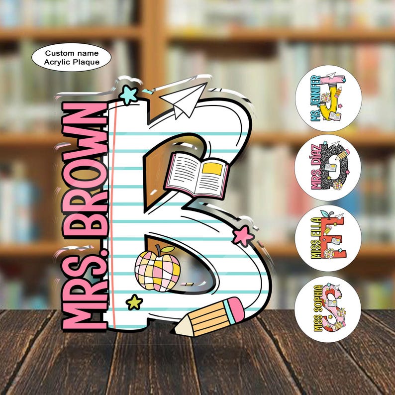 Custom Teacher Desk Plaque, Teacher Acrylic Block, Personalized Name Sign Acrylic Plaque, Teacher Appreciation Gift, Back To School Gift