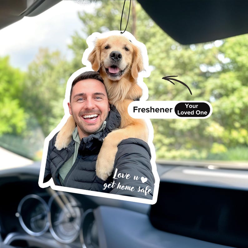 Personalised Air Freshener from Photo - Dog Photo Cat Photo Custom Car Air Freshener With Picture - Car Accessory for Dad