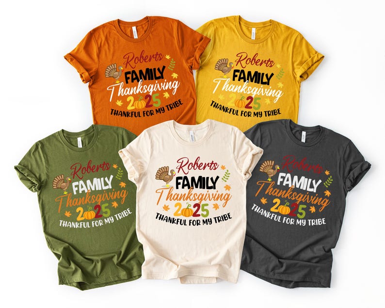 Family Thanksgiving 2025 Shirts, Custom Thanksgiving Tee, Thankful Family Matching T-Shirt, Thanksgiving Gift Sweatshirt