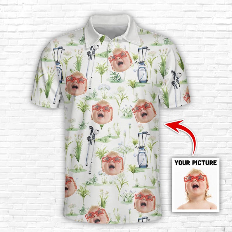 Custom Face Polo Shirt for Golfer Face on shirt gifts for husband Personalized Short Sleeve Golf Shirt Custom Polo for Golfer, Gifts for Mom