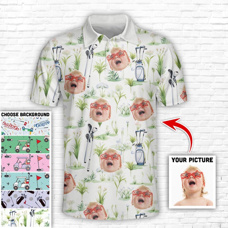 Custom Face Polo Shirt for Golfer Face on shirt gifts for husband Personalized Short Sleeve Golf Shirt Custom Polo for Golfer, Gifts for Mom