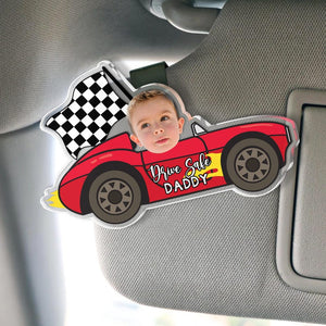 Personalized Father's Day Gift For Dad, Custom Kids Photo Visor Clip For Dad, Drive Safe Daddy Car Visor Clip, Drive Safe Gift For Grandpa