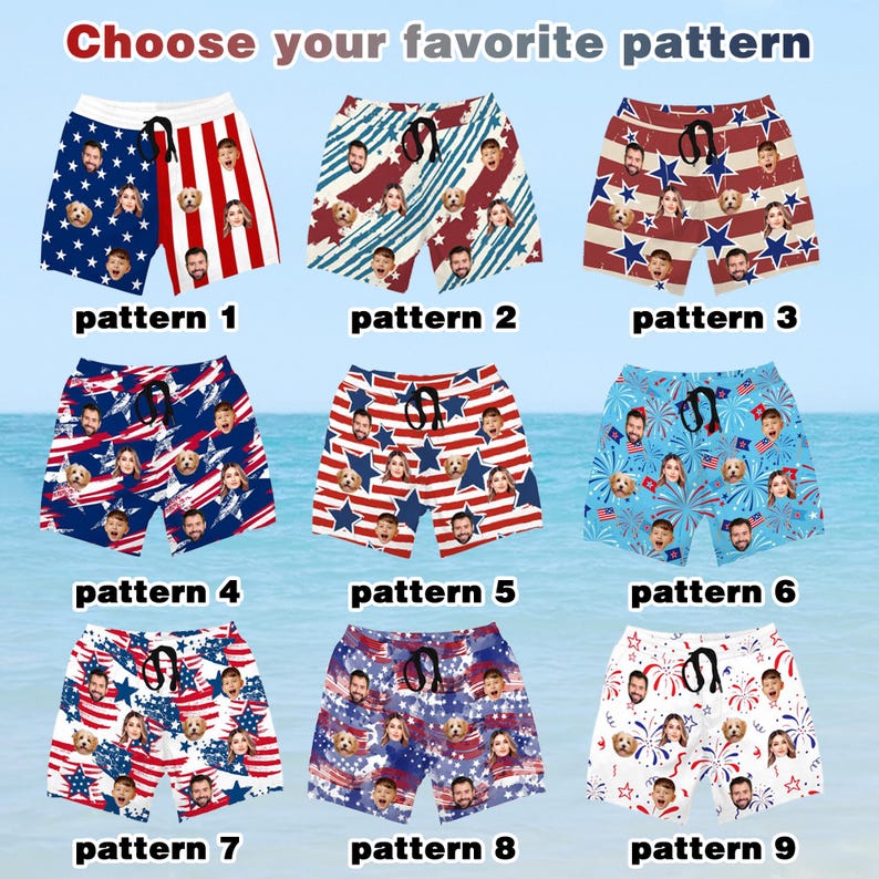Custom American Flag Swim Trunk, Personalized Beach Shorts for Bachelor Party, Custom Face Swim Trunk,Photo Swimwear,Bachelor Party,Vacation