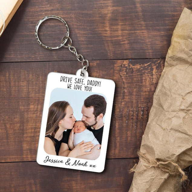 Personalised Dad Keyring Keychain, Custom Photo Keychain For Dad, Father's Day Gifts, Custom Family Photo Keychain, Birthday Gift for Dad