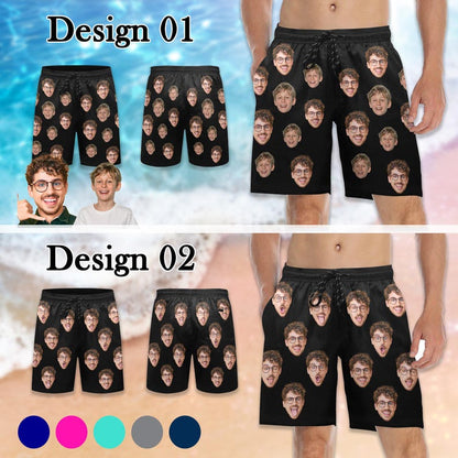 Personalized Men Bathing Suit, Father Swim Trunks, Custom Photos Beach Short for Dad, Custom face Hawaiian Swim Trunks, Father's Day Gifts