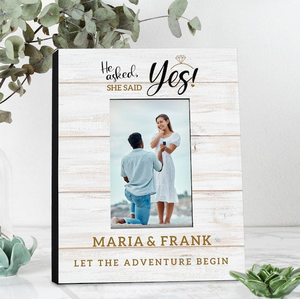 Engagement Gifts for Couple Picture Frame, Engagement Frame, She Said Yes, Personalized Photo Frame for Couple, Couples Gift, Gift for Her