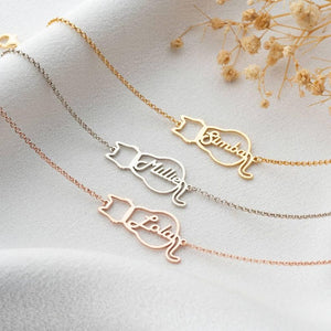 Personalized Cat Name Bracelet, Custom Pet Name Bracelet, Christmas Gift for Cat Mom, Cat Lovers Gift, Mothers Day Gift