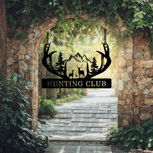 Personalized Metal Deer Cabin Sign, Deer Hunter Dad Gift, Cabin Metal Decor, Outdoor Ranch Sign, Personalized Lodge Decor,Hunting Lover Gift