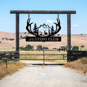 Personalized Metal Deer Cabin Sign, Deer Hunter Dad Gift, Cabin Metal Decor, Outdoor Ranch Sign, Personalized Lodge Decor,Hunting Lover Gift