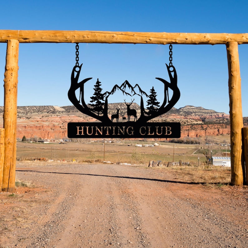 Personalized Metal Deer Cabin Sign, Deer Hunter Dad Gift, Cabin Metal Decor, Outdoor Ranch Sign, Personalized Lodge Decor,Hunting Lover Gift