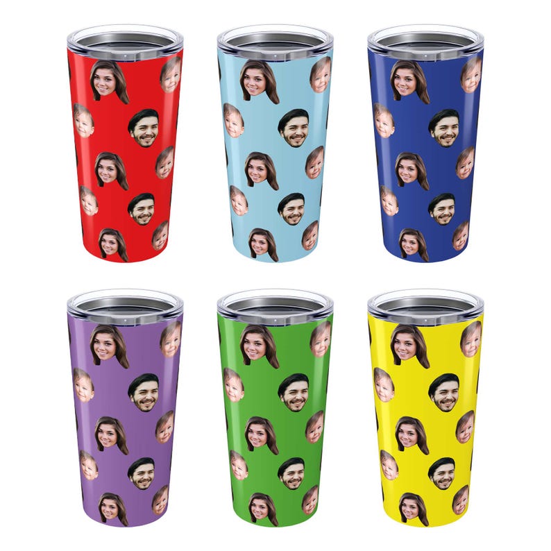 Custom Tumbler, Personalized Photo Tumbler With Text, Customized Travel Mug, Personalized Gift, Face Tumbler, Gift For Him, Gift For Her