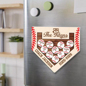 Custom Softball Coach Gift, Personalized Baseball Team Magnet with Names, Appreciation Gift for Coach,End of Season Thank You Gift Idea