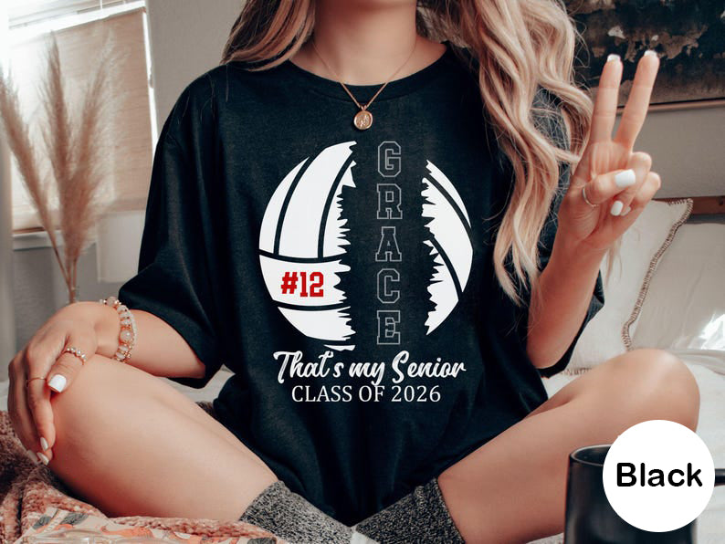 Volleyball Mom Senior Night T-Shirt, Personalized Volleyball Mom Shirt, Custom Volleyball Team, Volleyball Name T Shirt, Volleyball Gift