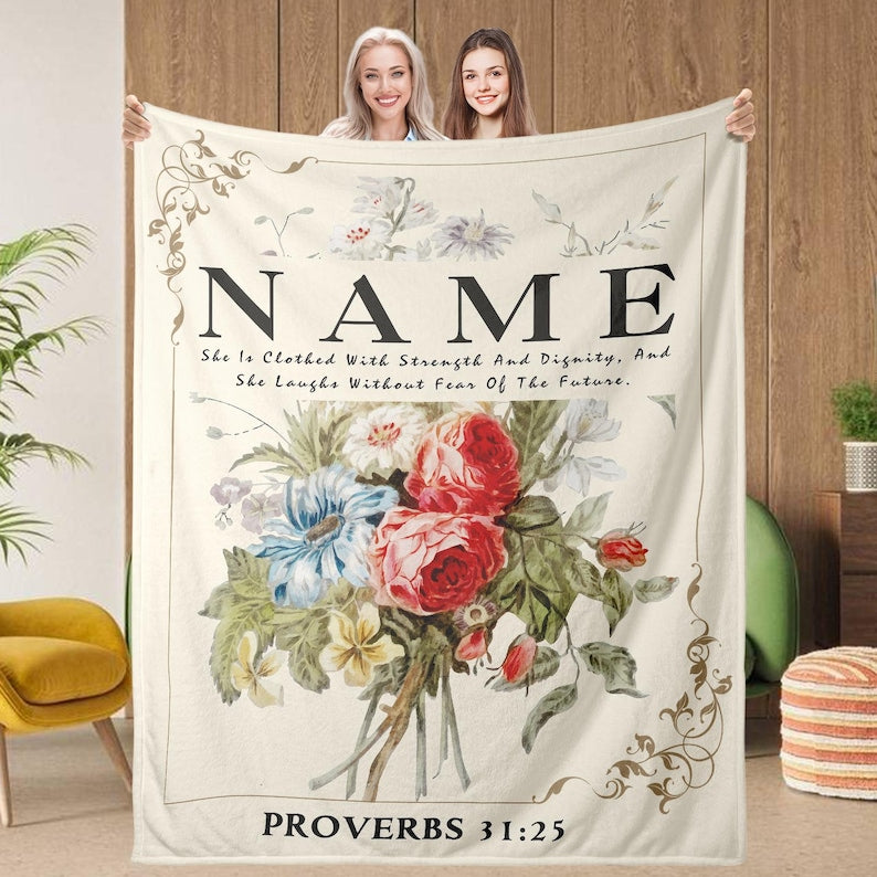 Personalized Throw Blanket Gifts for Women Christian Name Blanket Religious Gifts for Wife Friends Catholics Mom Grandma Birthday Gifts