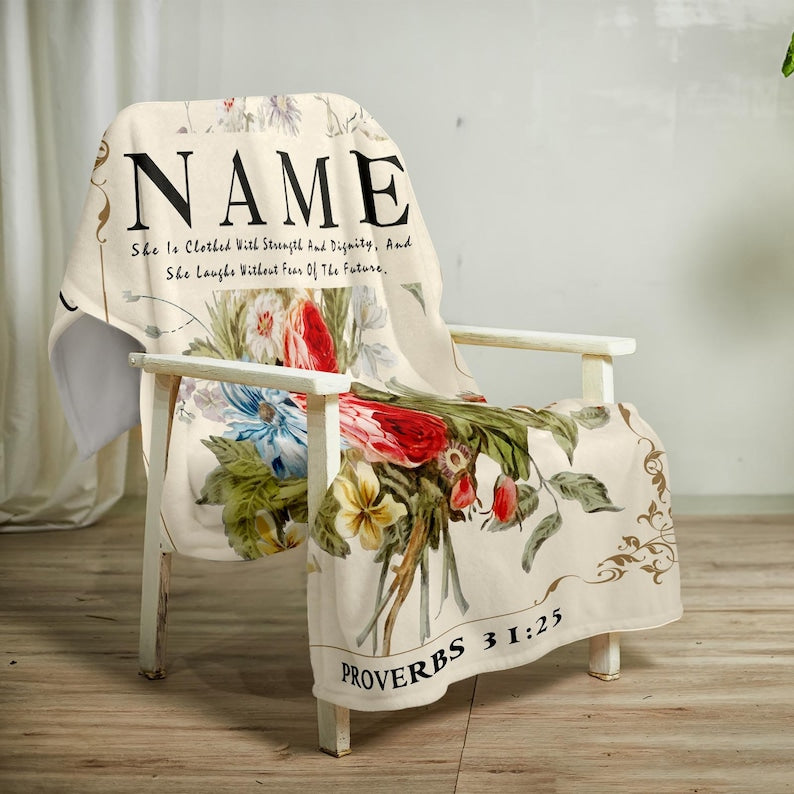 Personalized Throw Blanket Gifts for Women Christian Name Blanket Religious Gifts for Wife Friends Catholics Mom Grandma Birthday Gifts