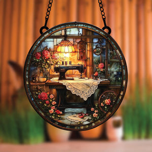 Sewing Machine Acrylic Suncatcher Faux Stained Acrylic Window Hanging Tailor Shop Decor Gift For Sewing Enthusiasts And Craft Room