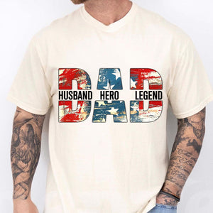 Vintage American Dad Shirt, 4th of July Dad Stars, Husband Hero Legend Shirt, Father's Day Shirt Retro American Independence, Gift for Dad