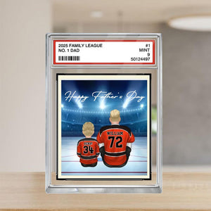 Hockey No. 1 Dad Personalized Trading Card Acrylic Block Plaque, Father's Day Gift For Hockey Lover, Hockey Player, Gift For Hockey Husband