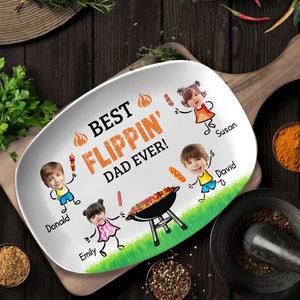 Custom Dad s Grill Plate With Kids Names & Face, Custom Daddy s Grilling Plate, Father's Day Gifts, BBQ Plate For Dad, Dad Gift From Kids