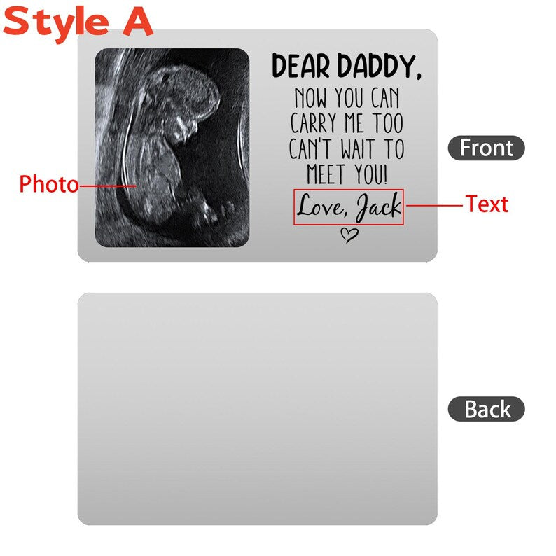 Custom Metal Ultrasound Picture Wallet Card,Perfect for New Baby Sonogram,Pregnancy Keepsake,new Dad,Baby Shower Present,Father's Day Gift